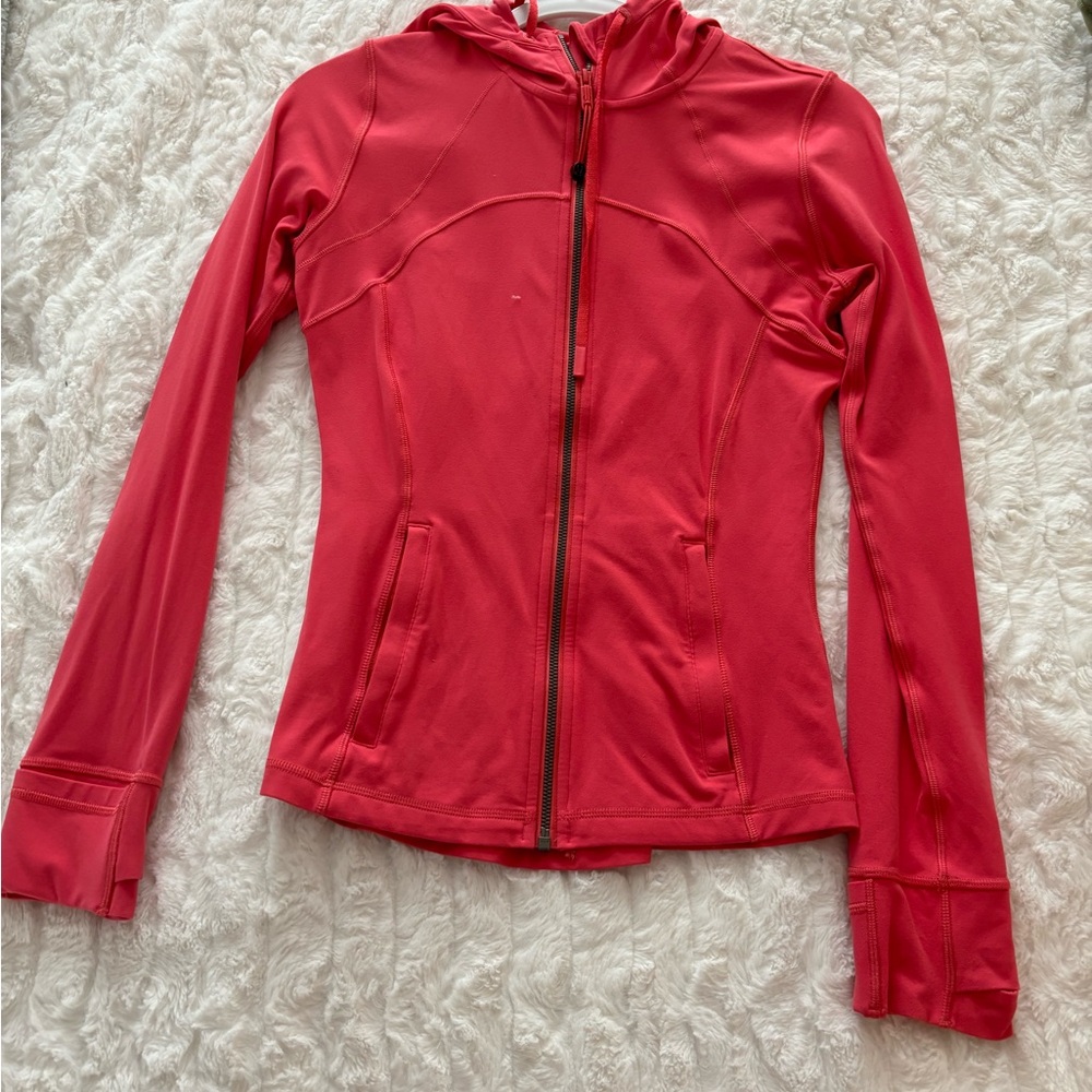 Coral Lululemon Define sip up jacket with hood